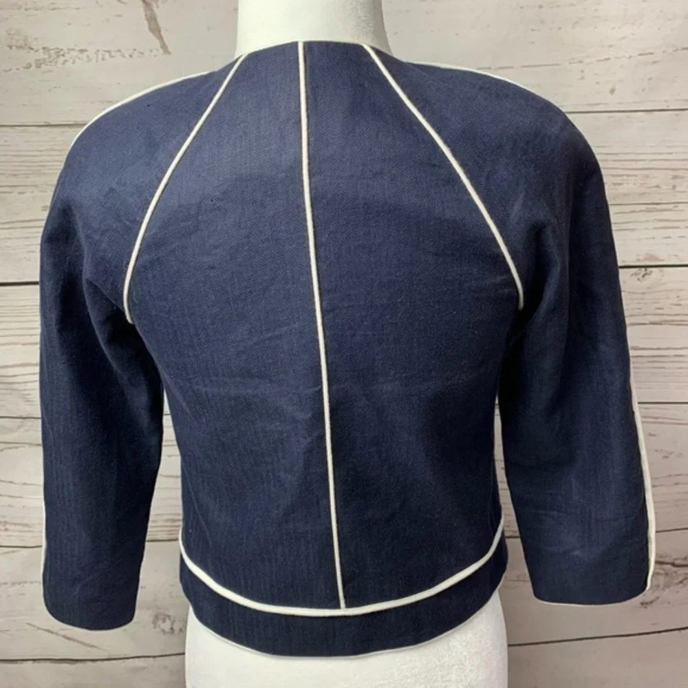 NWOT J. Crew Navy Herringbone Linen Blazer